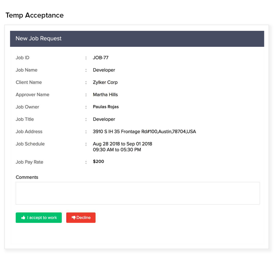 screenshot of Zoho Workerly